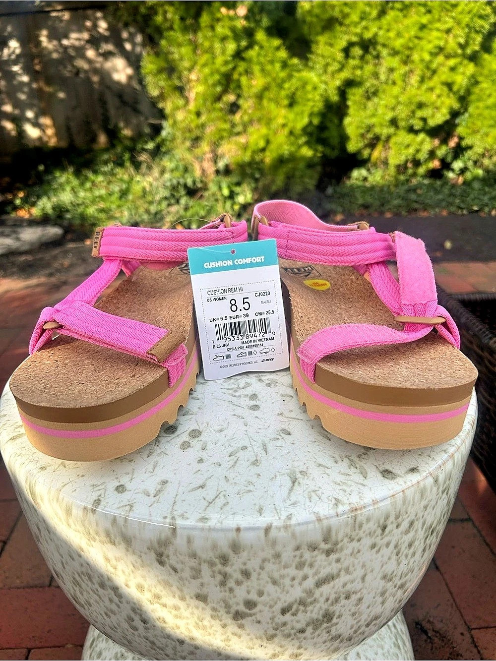 REEF Cushion Remi Hi Pink & Brown Platform Sandals US 8.5, BNWT